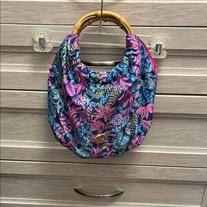Lilly Pulitzer Blue and Pink Floral Hobo Bag